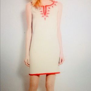 Ann Taylor- half white dress with orange bead work